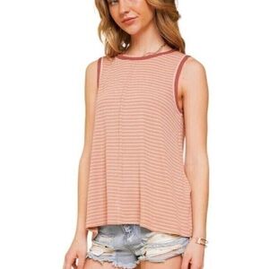 Hem & Thread Ribbed Striped Tank Size Large NWOT